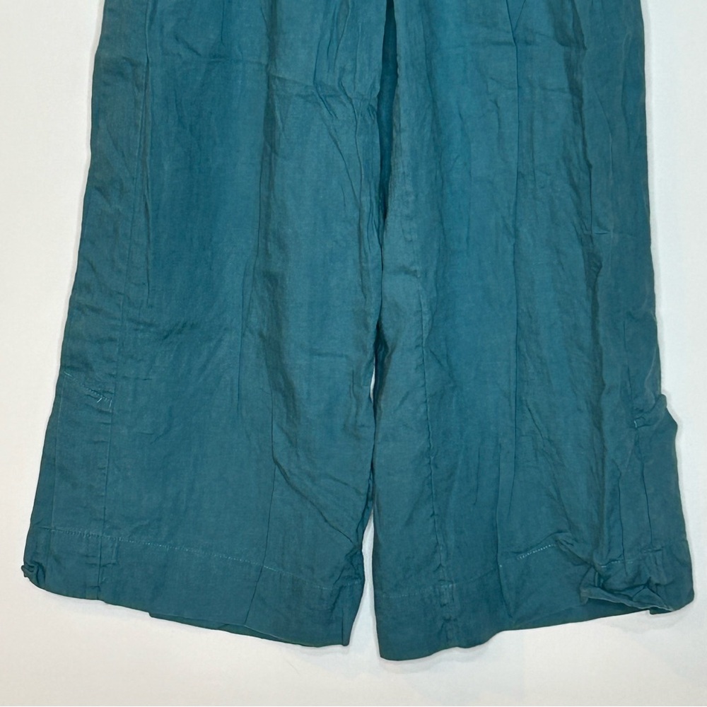 Athleta Playa Linen Wide Leg Crop Borealis Green Teal Size 4 - Picture 8 of 15